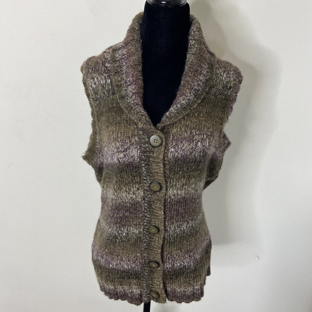 Woolrich Woman M Wool Knit Sweater Vest Long Purple Kendal Creek - Picture 1 of 8